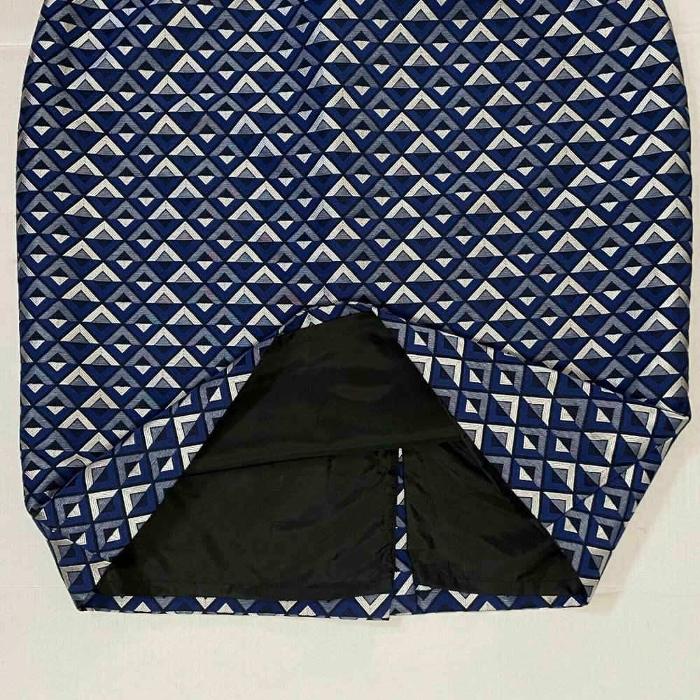 Jones Studio Separates Blue & Silver Diamonds Patterned Pencil Skirt Size 16 - Picture 3 of 12
